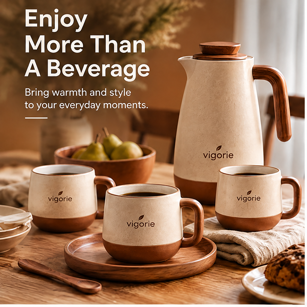 🎹VIGORIE™ Insulated Thermal Carafe with Natural Wood Lid