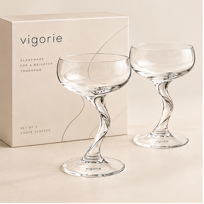 🐰VIGORIE™ Crystal Champagne Coupe Glasses with Twisted Stem