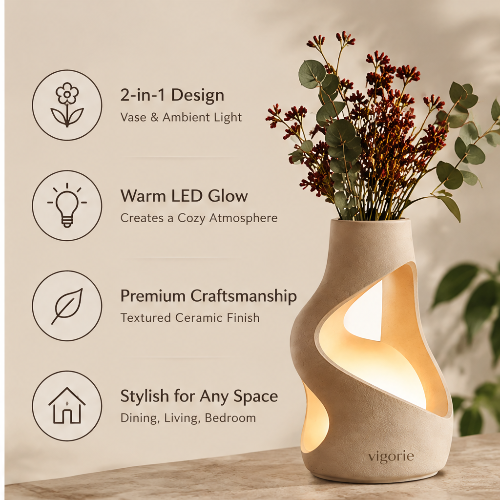 💡VIGORIE™ 2-in-1 Ceramic LED Light Vase & Flower Holder