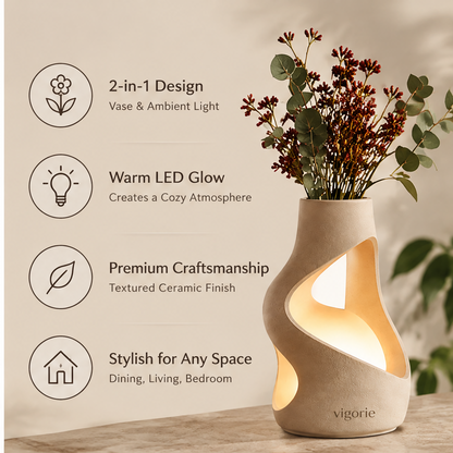 💡VIGORIE™ 2-in-1 Ceramic LED Light Vase & Flower Holder