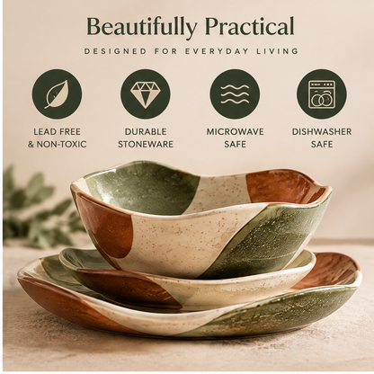 🍳VIGORIE™ Handcrafted Reactive Glaze Stoneware Dinnerware Set