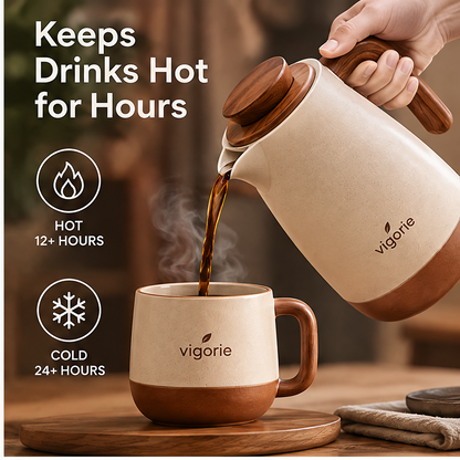 🎹VIGORIE™ Insulated Thermal Carafe with Natural Wood Lid