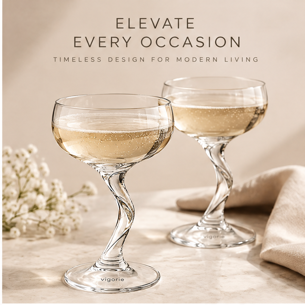 🐰VIGORIE™ Crystal Champagne Coupe Glasses with Twisted Stem