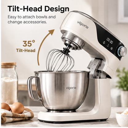 🛡️VIGORIE™ 1000W 5L Stand Mixer with 8-Speed Control