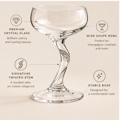 🐰VIGORIE™ Crystal Champagne Coupe Glasses with Twisted Stem