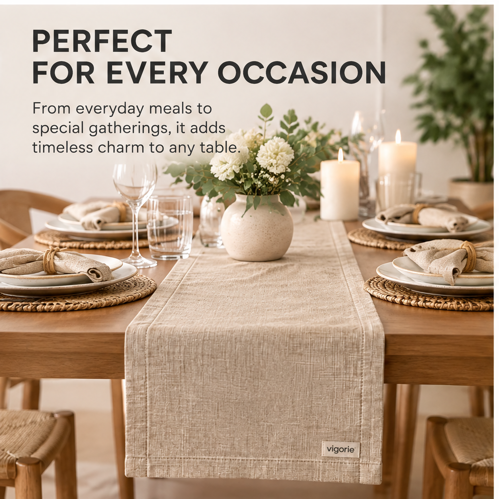 🧪VIGORIE™ Premium Linen Blend Table Runner