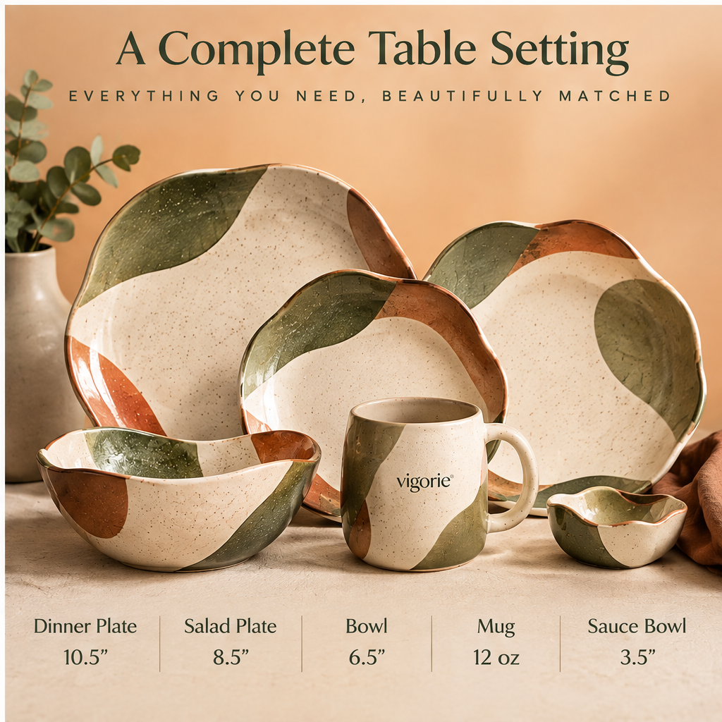 🍳VIGORIE™ Handcrafted Reactive Glaze Stoneware Dinnerware Set