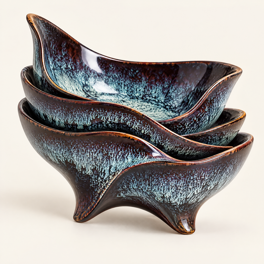 🧪VIGORIE™ Reactive Glaze Sculptural Ceramic Serving Bowl