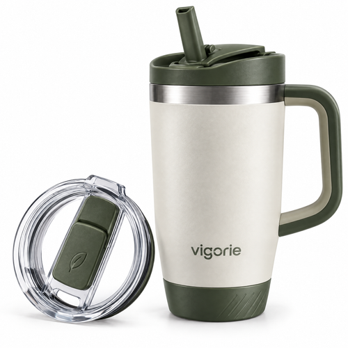 🤲VIGORIE™ Insulated Travel Mug with Handle & 2-in-1 Lid