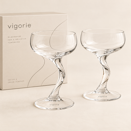🐰VIGORIE™ Crystal Champagne Coupe Glasses with Twisted Stem
